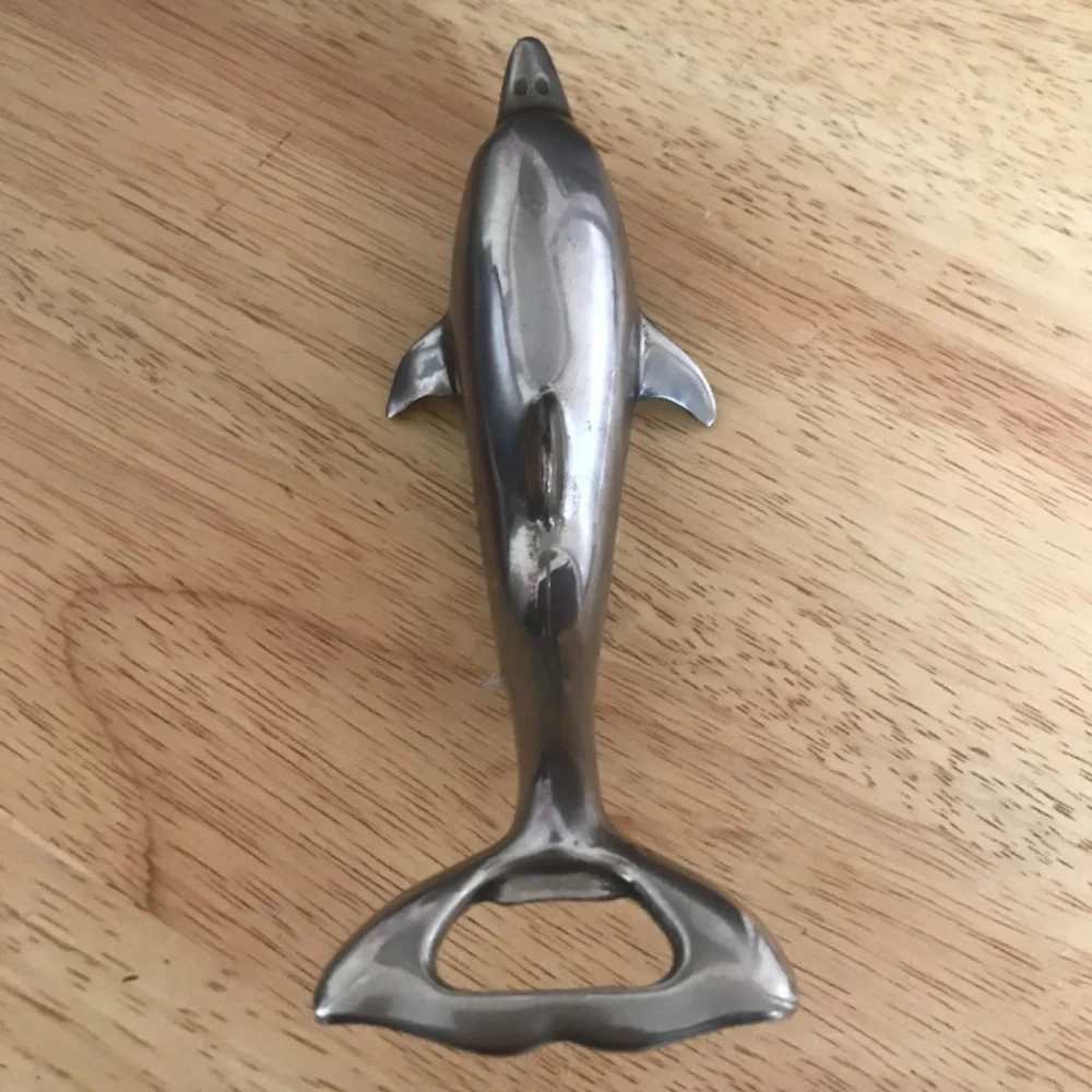 Vintage Chrome Dolphin Shaped Bottle Opener